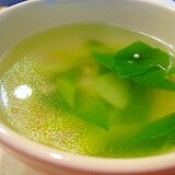 塩鶏の茹で汁でえのきと青梗菜のスープ